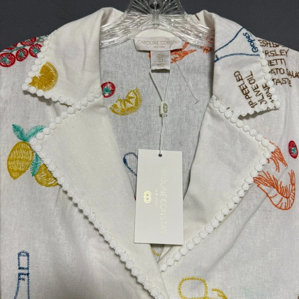 Caroline Constas Button Up Womens S Tomato Girl Cottagecore Boho Novelty NWT